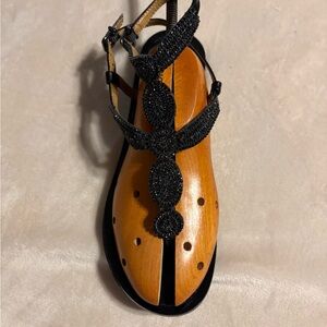 ANTONIO MELANI Black Beaded Sandals